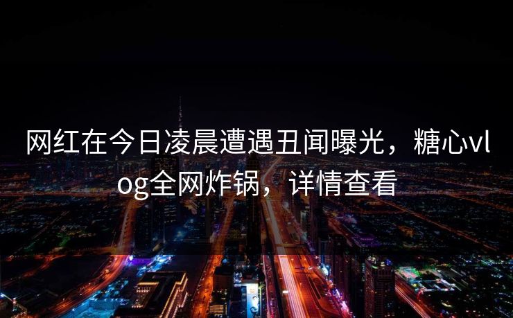 网红在今日凌晨遭遇丑闻曝光，糖心vlog全网炸锅，详情查看