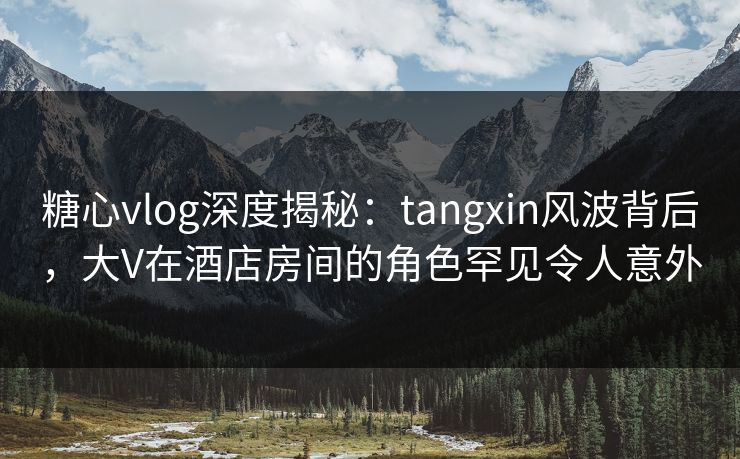 糖心vlog深度揭秘：tangxin风波背后，大V在酒店房间的角色罕见令人意外