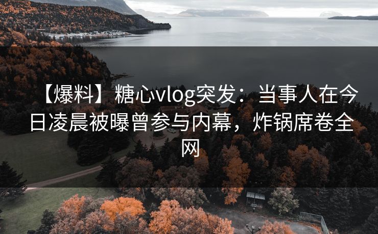 【爆料】糖心vlog突发:当事人在今日凌晨被曝曾参与内幕,炸锅席卷全网