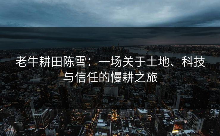 老牛耕田陈雪：一场关于土地、科技与信任的慢耕之旅