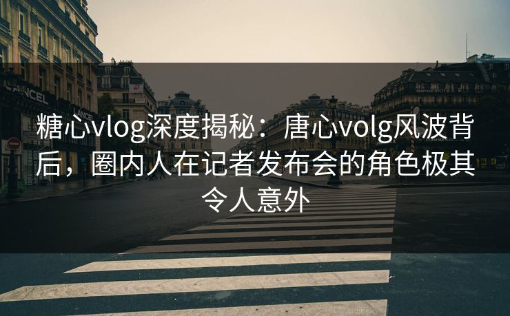 糖心vlog深度揭秘:唐心volg风波背后,圈内人在记者发布会的角色极其令人意外