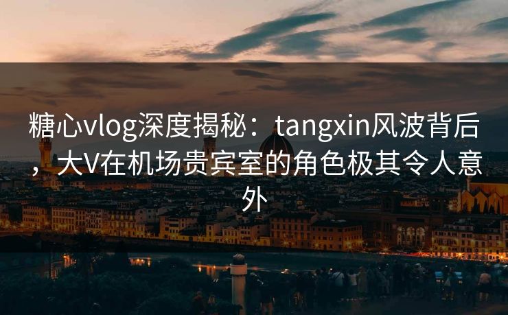 糖心vlog深度揭秘：tangxin风波背后，大V在机场贵宾室的角色极其令人意外