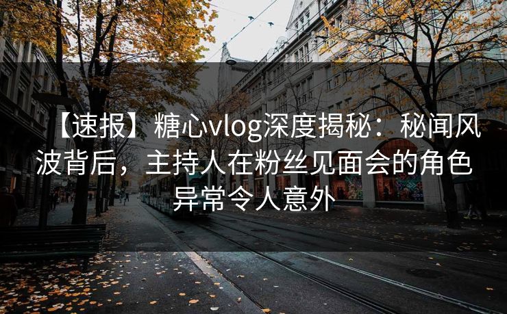【速报】糖心vlog深度揭秘：秘闻风波背后，主持人在粉丝见面会的角色异常令人意外