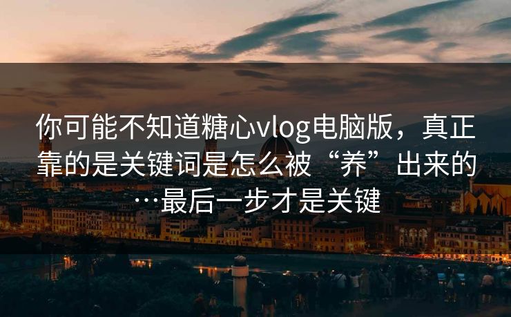 你可能不知道糖心vlog电脑版，真正靠的是关键词是怎么被“养”出来的…最后一步才是关键