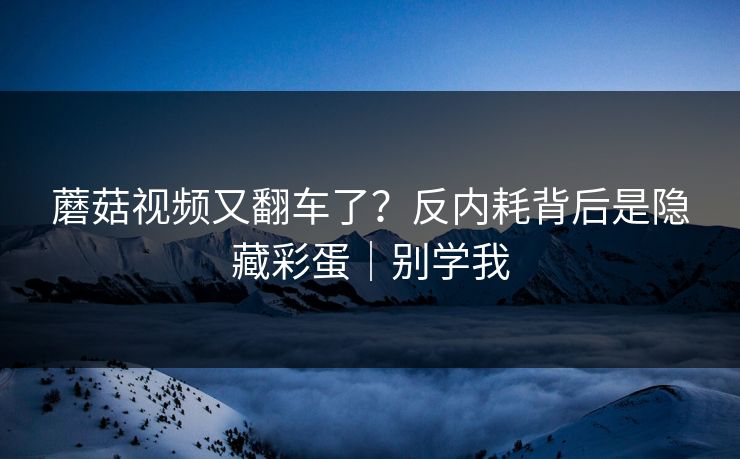 蘑菇视频又翻车了？反内耗背后是隐藏彩蛋｜别学我